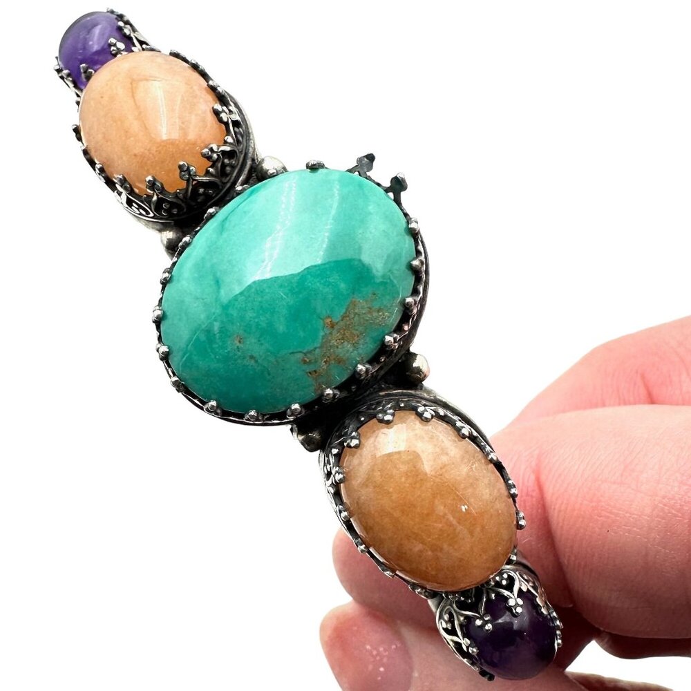 Carolyn Pollack Relios Womens Bracelet Sterling Silver Multi Gemstone Cuff 93$